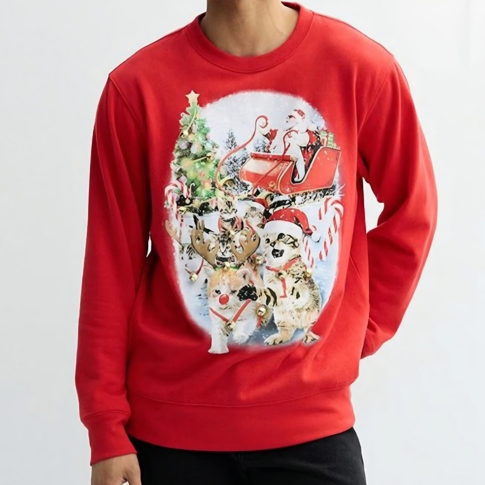 MAD Engine Festive Holiday  Jingle Bell Cat Red Christmas Sweater – Size S (NWT) - Picture 3 of 14